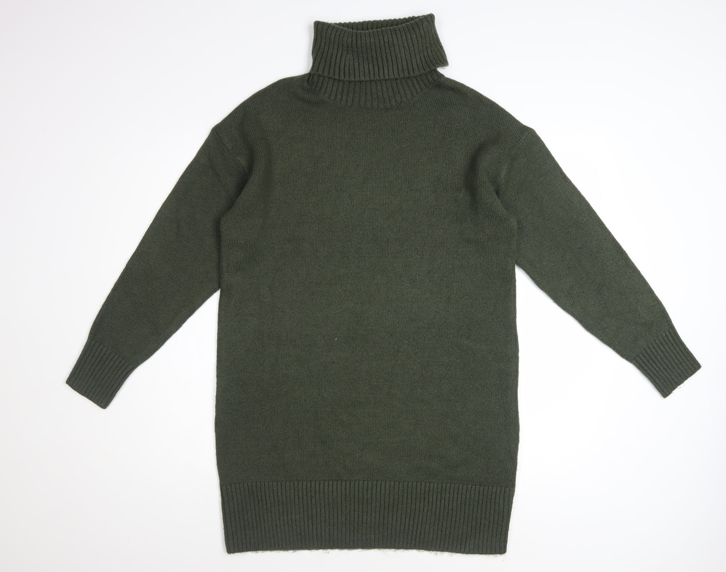 New Look Women Green Roll Neck Long Sleeve Jumper Dress Size S