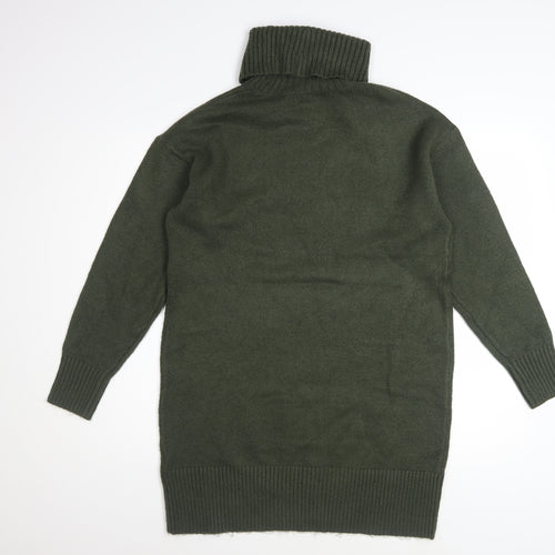 New Look Women Green Roll Neck Long Sleeve Jumper Dress Size S