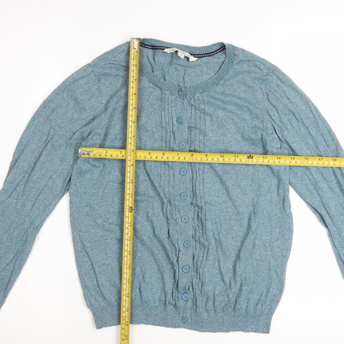 Fat Face Women’s Ocean Green Cotton Cardigan Size 12 Button Knit