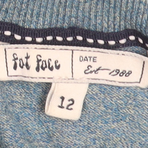Fat Face Women’s Ocean Green Cotton Cardigan Size 12 Button Knit