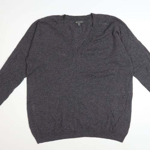Gap Men's Grey XL Cashmere V-Neck Jumper Classic Knit