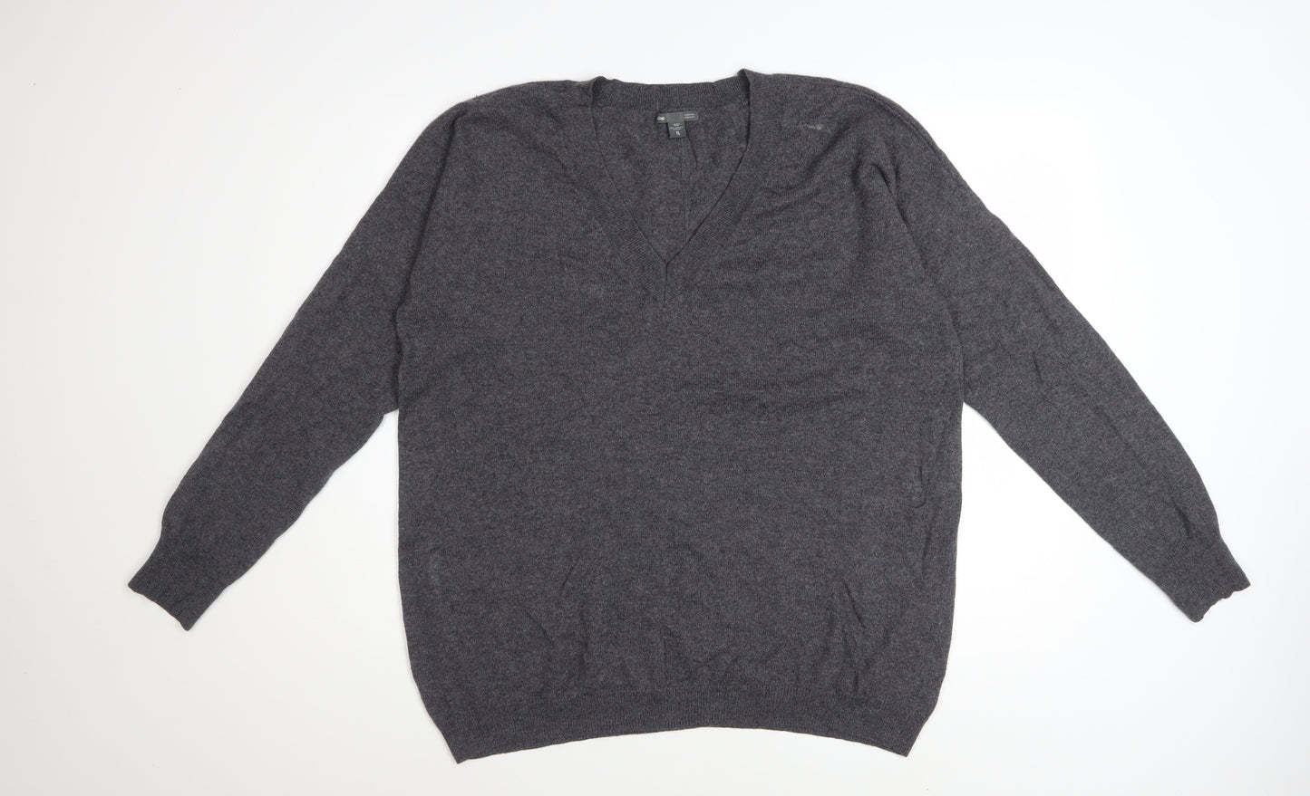 Gap Men's Grey XL Cashmere V-Neck Jumper Classic Knit