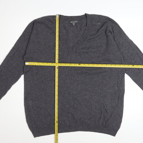 Gap Men's Grey XL Cashmere V-Neck Jumper Classic Knit