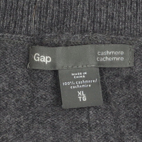 Gap Men's Grey XL Cashmere V-Neck Jumper Classic Knit
