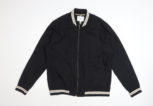 Denim & Flower Men’s Black XL Bomber Jacket Lightweight Zip