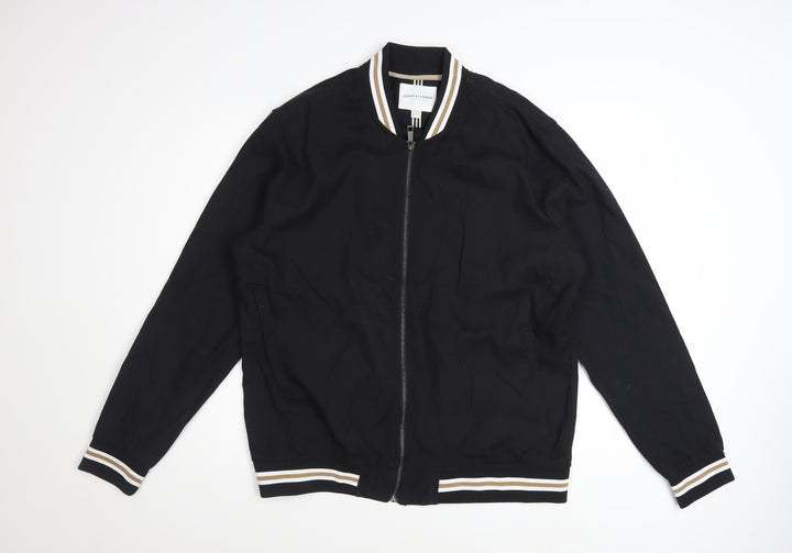 Denim & Flower Men’s Black XL Bomber Jacket Lightweight Zip