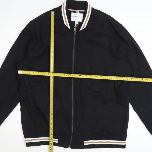 Denim & Flower Men’s Black XL Bomber Jacket Lightweight Zip