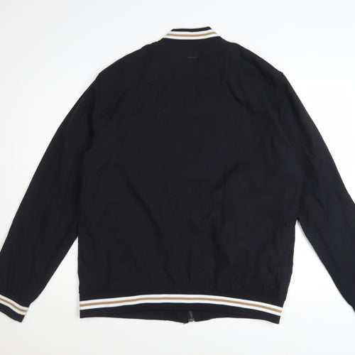 Denim & Flower Men’s Black XL Bomber Jacket Lightweight Zip