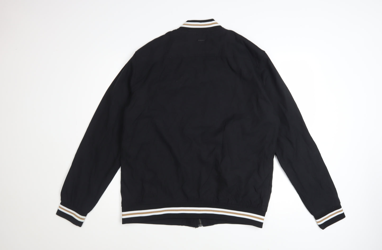 Denim & Flower Men’s Black XL Bomber Jacket Lightweight Zip