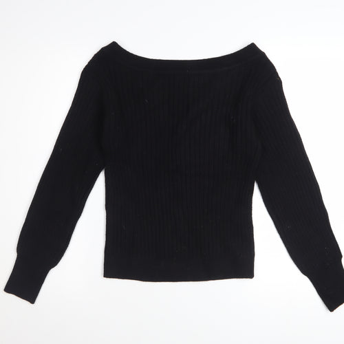 Next Women's Black Sequin Boat Neck Pullover Jumper XS