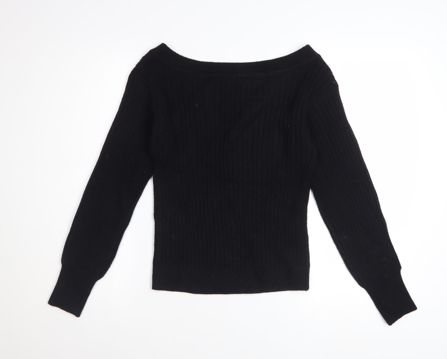 Next Women's Black Sequin Boat Neck Pullover Jumper XS