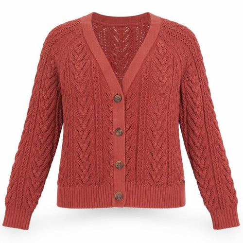 Fat Face Women's Red Cotton V-Neck Knit Cardigan Size 10