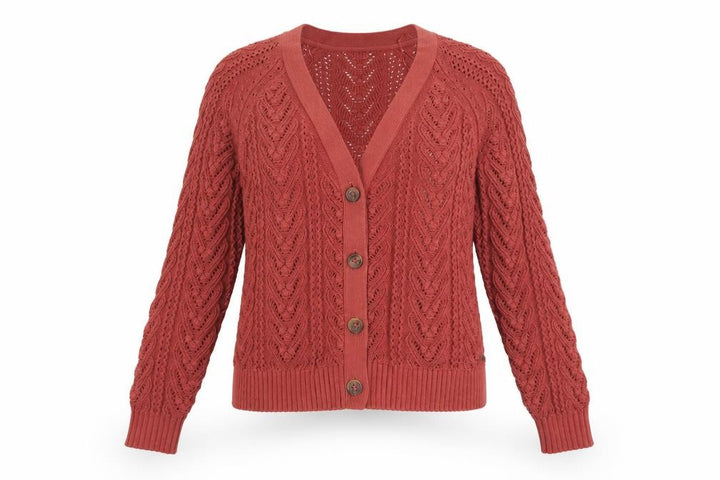 FatFace Women's Red Cotton V-Neck Knit Cardigan Size 10