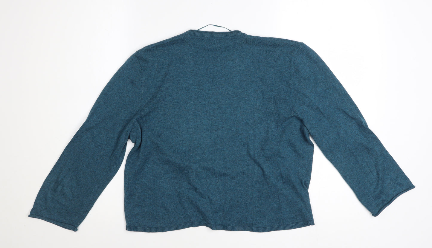 Seasalt Women Blue Organic Cotton Cardigan UK 12 Long Sleeve Knit