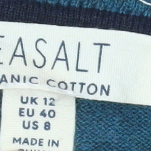 Seasalt Women Blue Organic Cotton Cardigan UK 12 Long Sleeve Knit