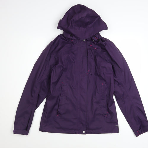 Quechua Women's Purple Waterproof Hooded Rain Jacket Size 8