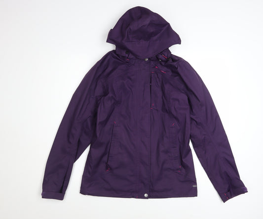 Quechua Women's Purple Waterproof Hooded Rain Jacket Size 8
