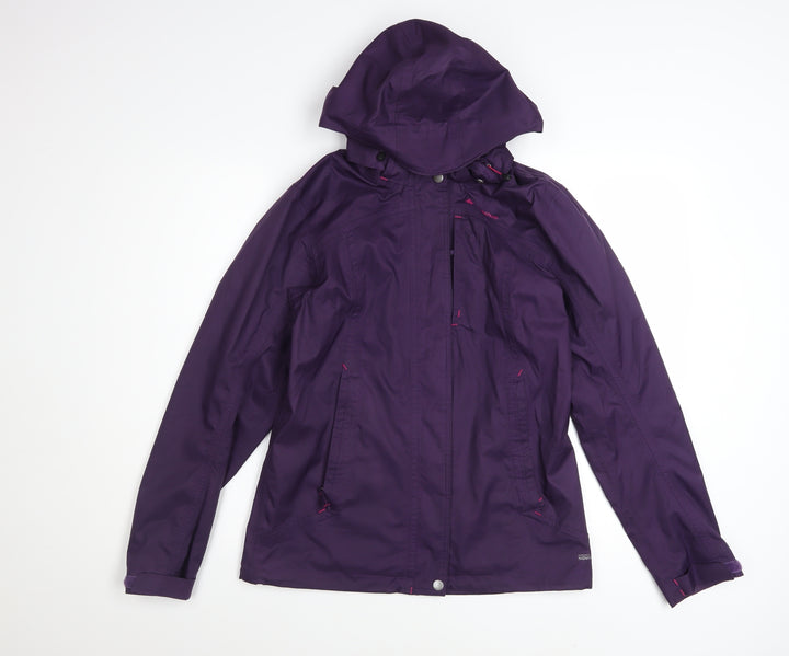 Quechua Women's Purple Waterproof Hooded Rain Jacket Size 8