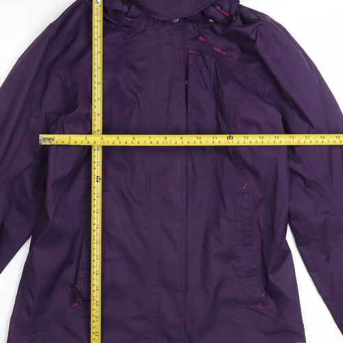 Quechua Women's Purple Waterproof Hooded Rain Jacket Size 8