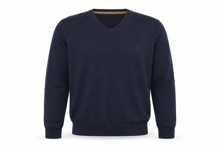 FatFace Men Blue Cotton Cashmere V-Neck Jumper Size L Classic Fit