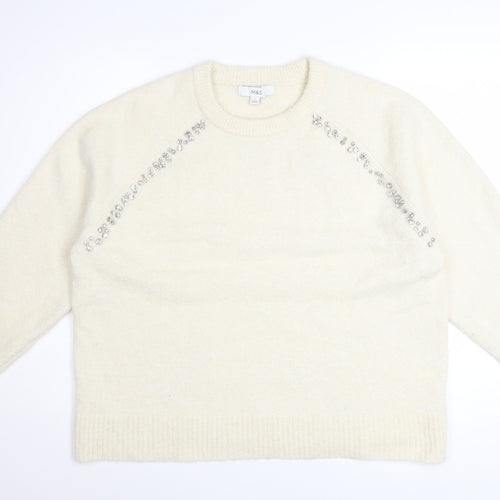 Marks and Spencer Women’s Ivory Beaded Crew Neck Jumper L