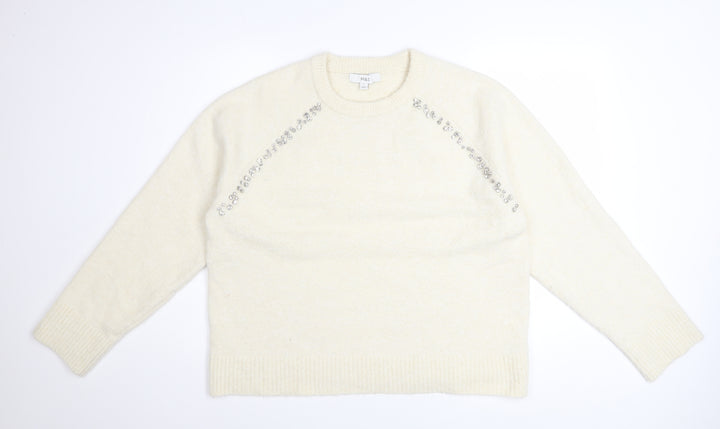 Marks and Spencer Women’s Ivory Beaded Crew Neck Jumper L