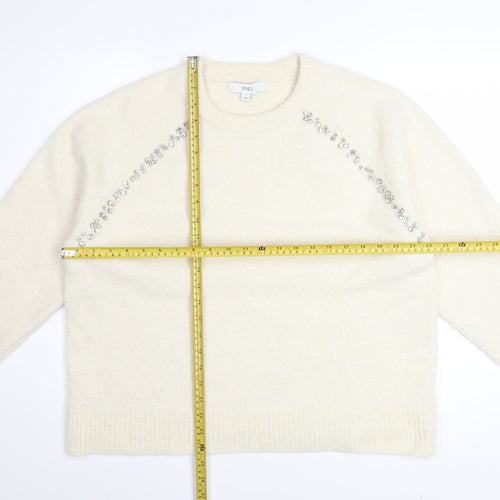 Marks and Spencer Women’s Ivory Beaded Crew Neck Jumper L