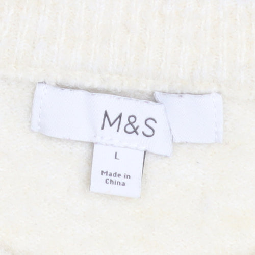 Marks and Spencer Women’s Ivory Beaded Crew Neck Jumper L
