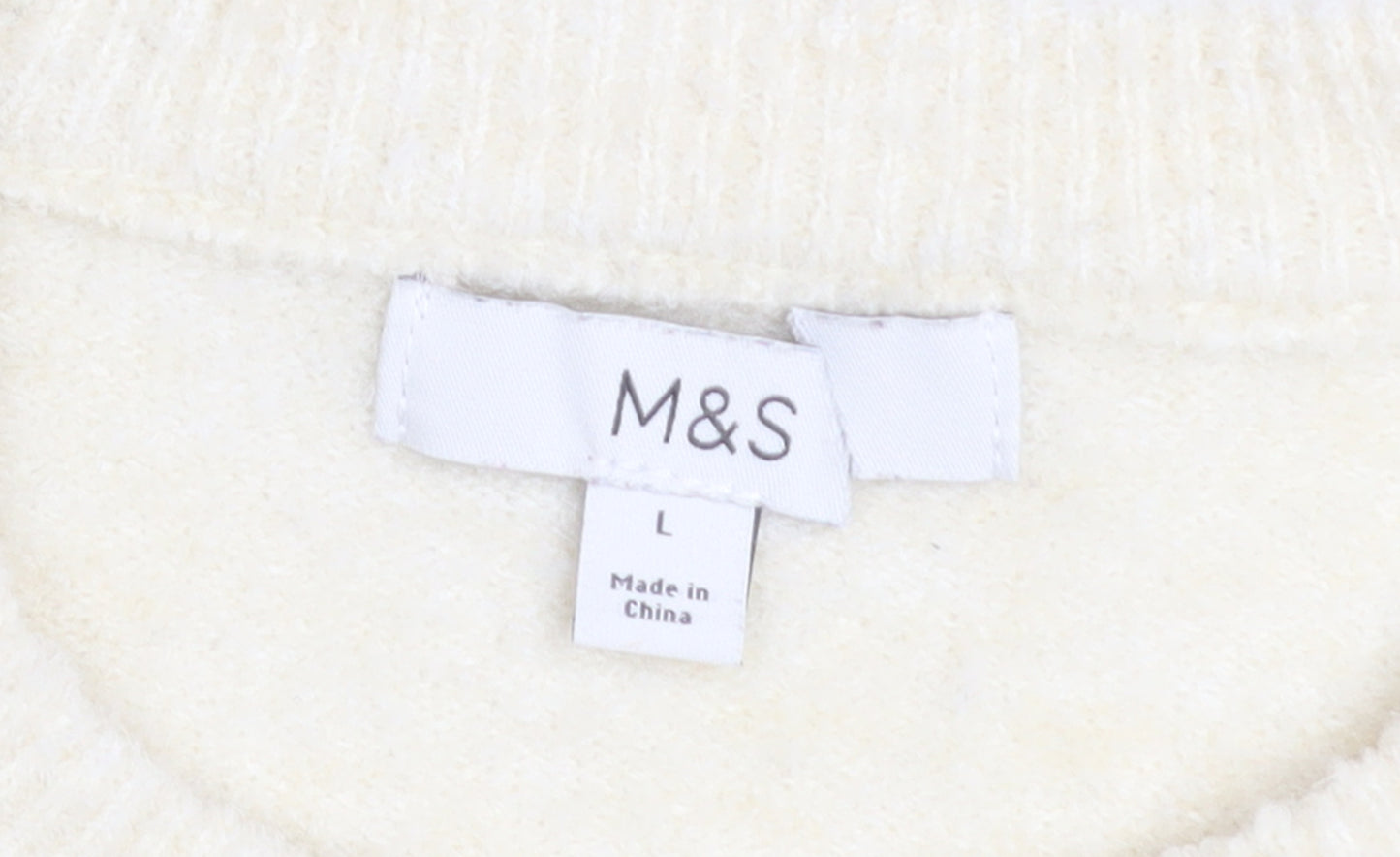 Marks and Spencer Women’s Ivory Beaded Crew Neck Jumper L