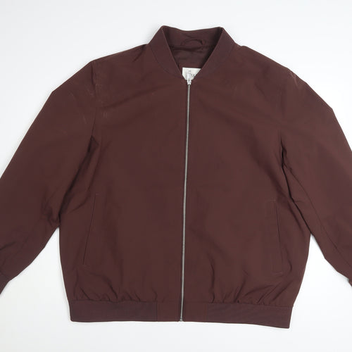 Marks and Spencer Men’s Brown XL Bomber Jacket Polyester Zip Casual