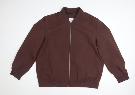 Marks and Spencer Men’s Brown XL Bomber Jacket Polyester Zip Casual