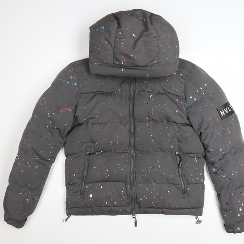 NVLTY Women's Grey Puffer Jacket S Hooded Quilted Winter Coat