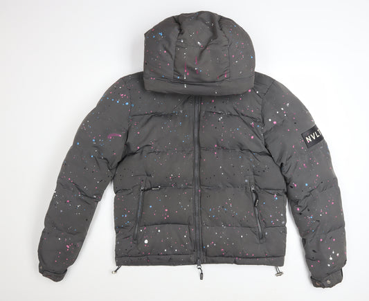 NVLTY Women's Grey Puffer Jacket S Hooded Quilted Winter Coat