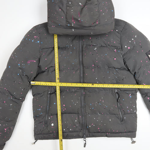 NVLTY Women's Grey Puffer Jacket S Hooded Quilted Winter Coat