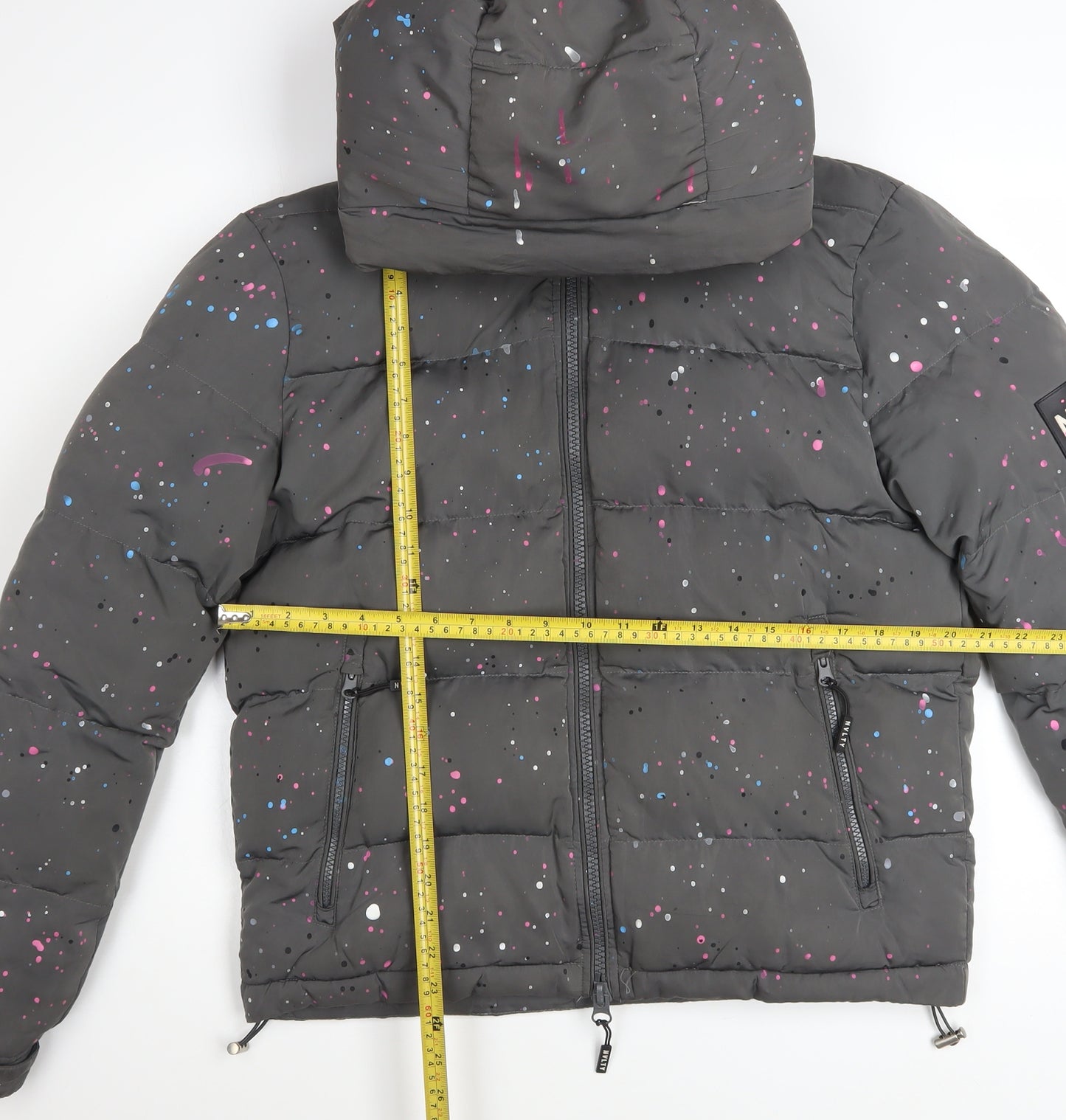 NVLTY Women's Grey Puffer Jacket S Hooded Quilted Winter Coat