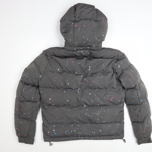 NVLTY Women's Grey Puffer Jacket S Hooded Quilted Winter Coat
