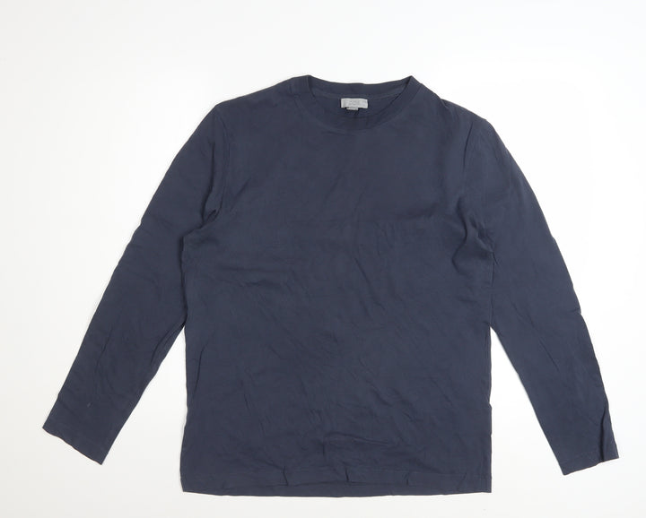 COS Men's Blue Long Sleeve Crew Neck Cotton T-Shirt Size S