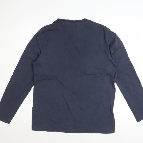 COS Men's Blue Long Sleeve Crew Neck Cotton T-Shirt Size S
