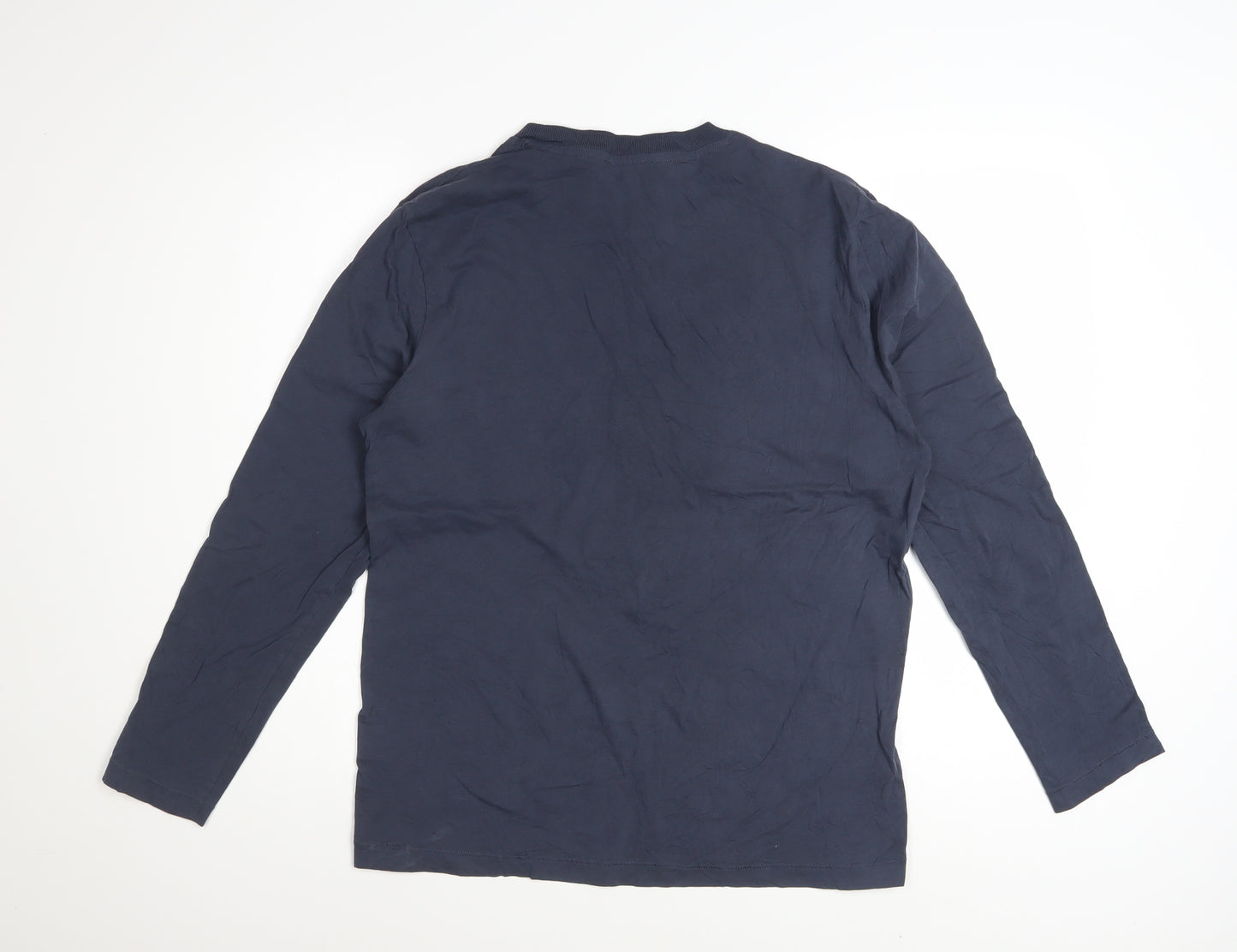 COS Men's Blue Long Sleeve Crew Neck Cotton T-Shirt Size S