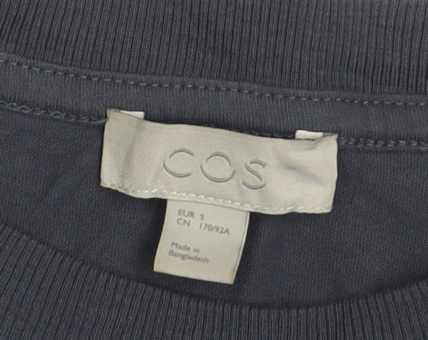 COS Men's Blue Long Sleeve Crew Neck Cotton T-Shirt Size S