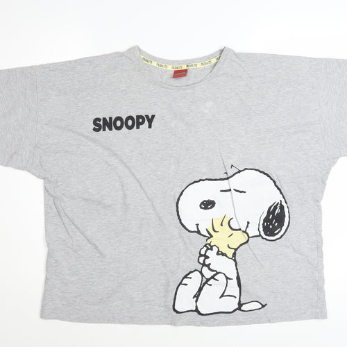 Peanuts Women’s Grey Snoopy Graphic T-Shirt Size 16 Relaxed Fit