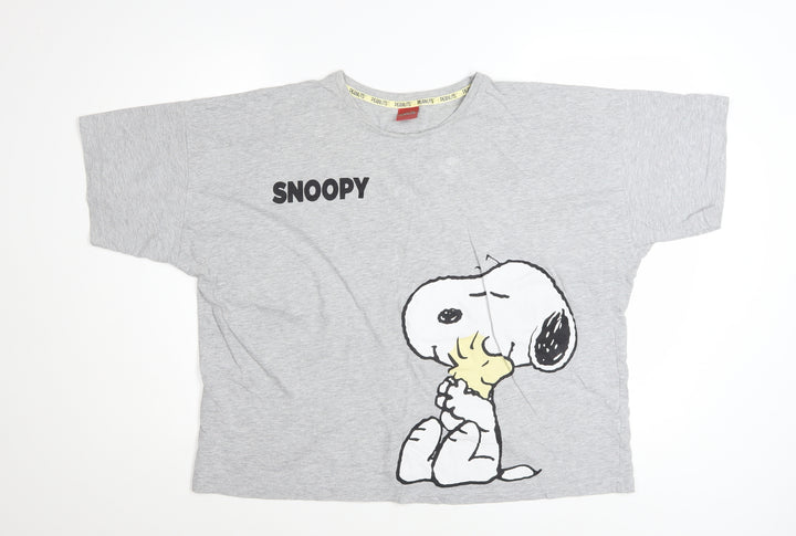 Peanuts Women’s Grey Snoopy Graphic T-Shirt Size 16 Relaxed Fit