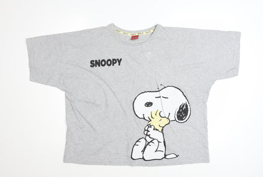 Peanuts Women’s Grey Snoopy Graphic T-Shirt Size 16 Relaxed Fit