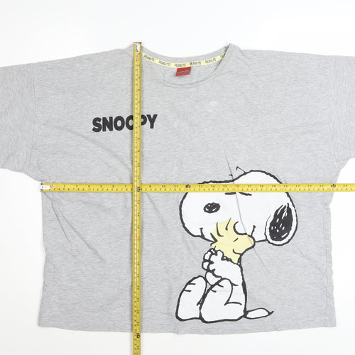 Peanuts Women’s Grey Snoopy Graphic T-Shirt Size 16 Relaxed Fit