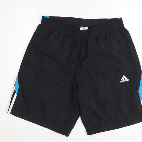 Adidas Men's Black Athletic Sports Shorts Size M Elastic Waist