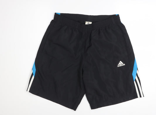 Adidas Men's Black Athletic Sports Shorts Size M Elastic Waist