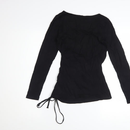 Anienaya Womens Black Wrap Long Sleeve Slim Fit Blouse XS