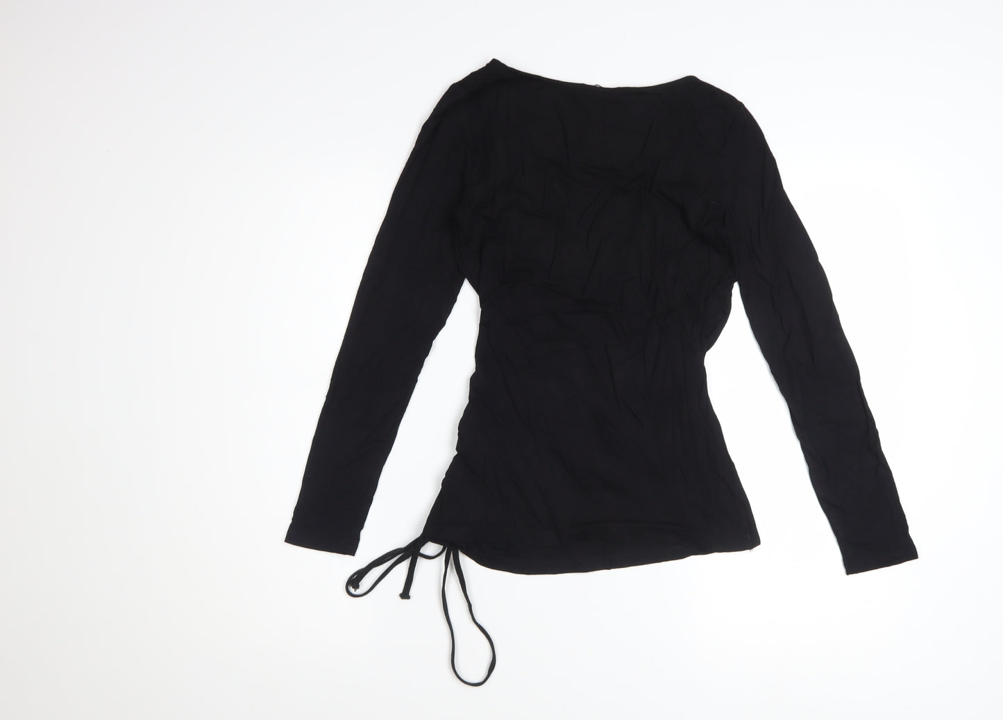 Anienaya Womens Black Wrap Long Sleeve Slim Fit Blouse XS