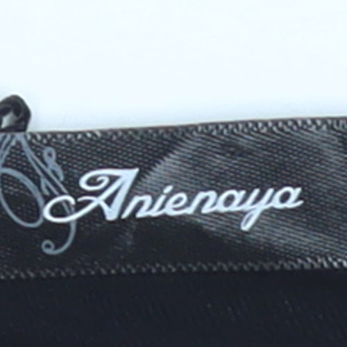 Anienaya Womens Black Wrap Long Sleeve Slim Fit Blouse XS