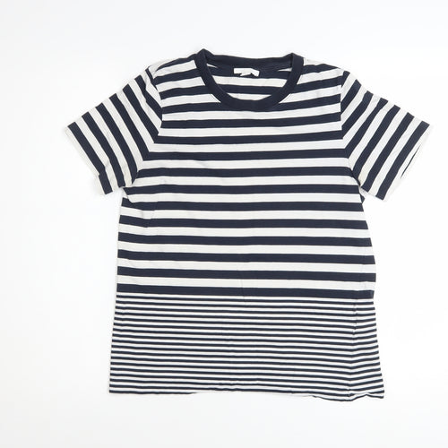 COS Women's Navy Striped Cotton Short Sleeve T-Shirt Size S